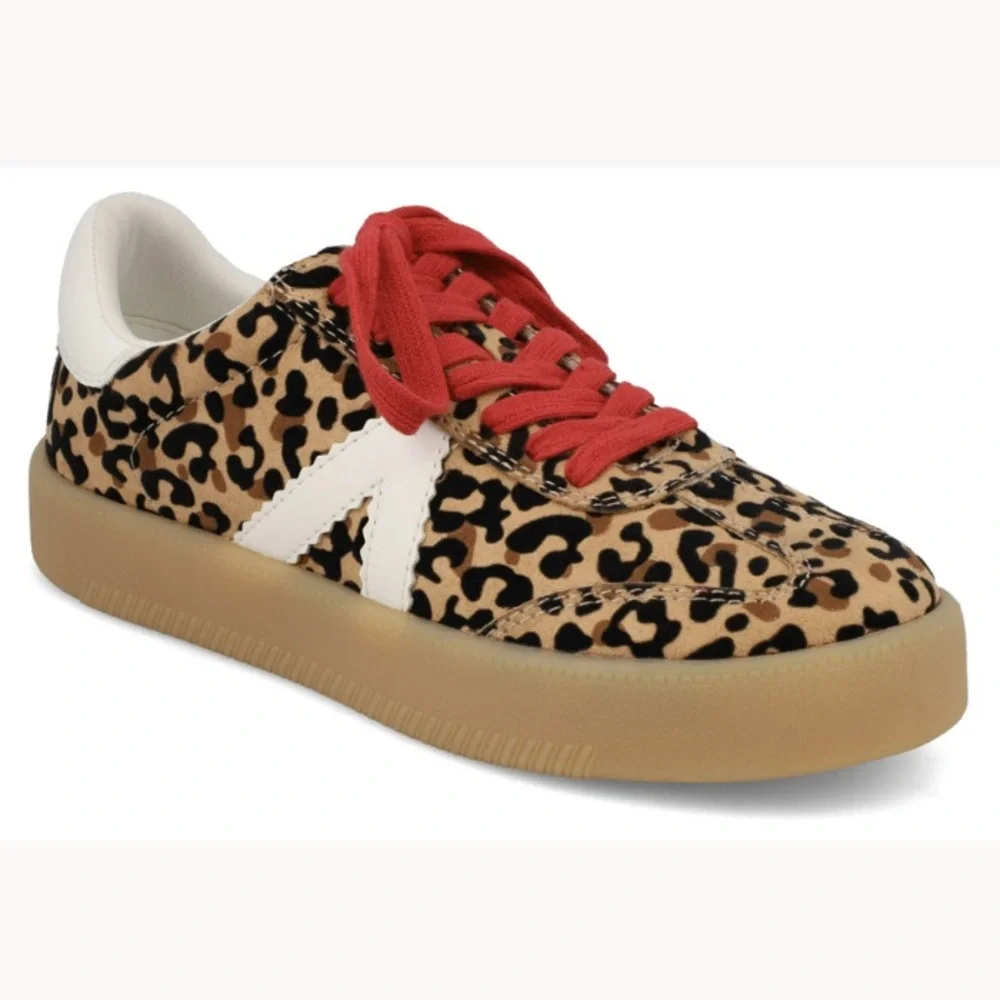 nwot MIA Leopard Print Sneakers Red Laces Gum Sole Casual Street Style 8.5 - Picture 2 of 6